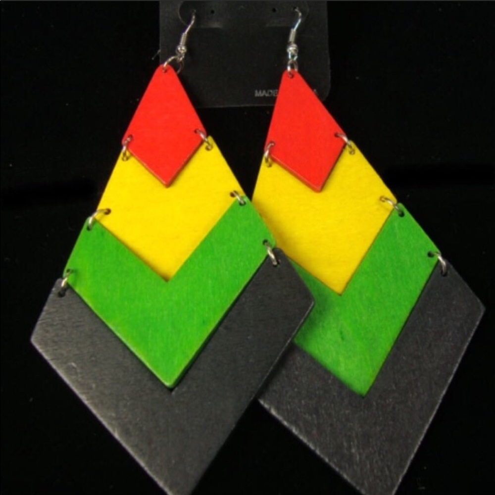 Rastafarian Island Wood Earrings
